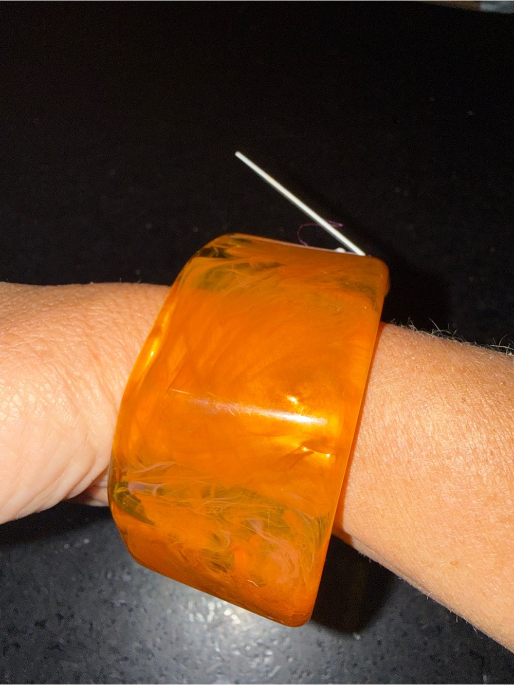 NEW Jessica Simpson Amber Orange Faceted Resin Geometric Bangle Bracelet NWT